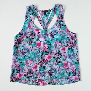 Material Girl Floral Cutout Open Back Tank Top L
